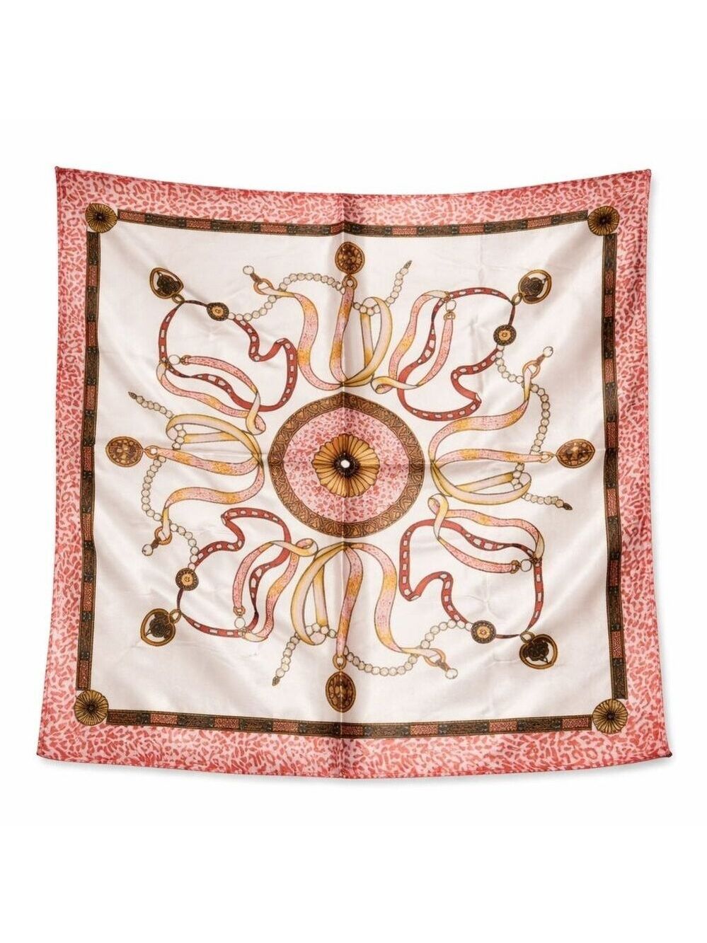 Pink Medallion Satin Scarf 20x20 Women's Hair Tie Neck Wrist Wrap